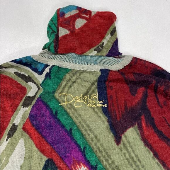 Desigual Abstrack Rhinestones Studded Turtle Neck Top Women Small Long Sleeve - Picture 5 of 8